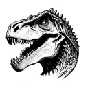 Dino fossil half gore tattoo design idea
