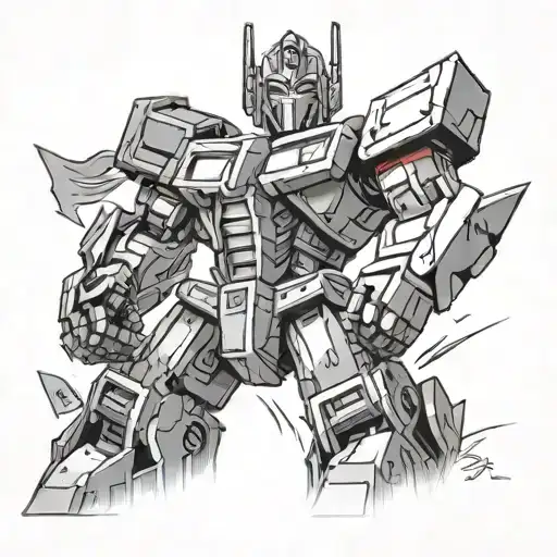 optimus prime with money shine tattoo design idea