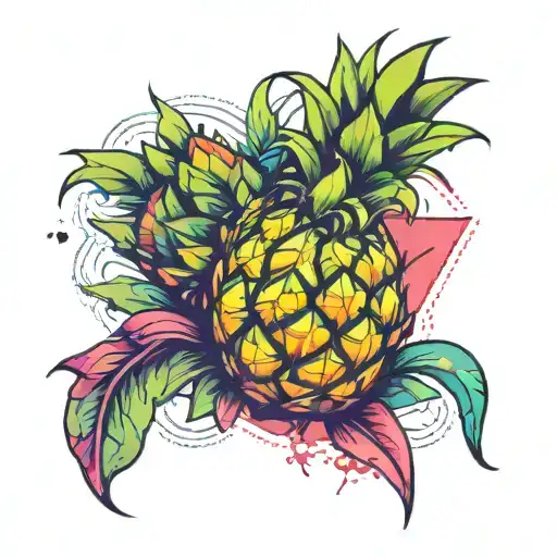 ananas fruit colorful tattoo realistic tattoo design idea