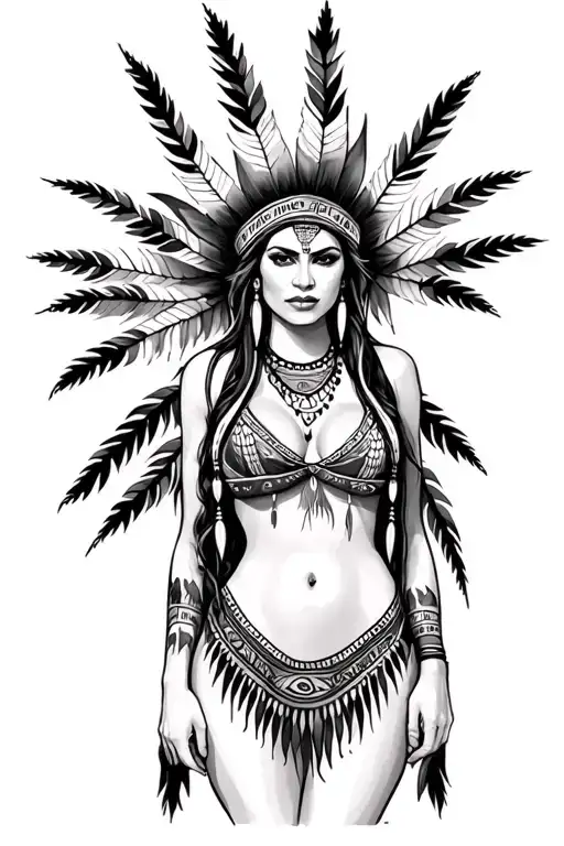 sexy native american woman tattoo design idea