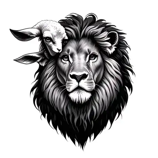 Lion And Lamb tattoo design idea