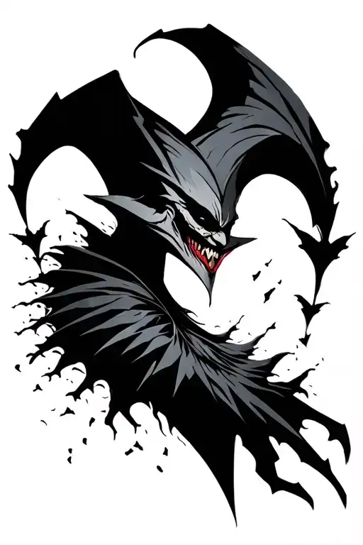 shaco silhouette that fades out geiometric tattoo design idea