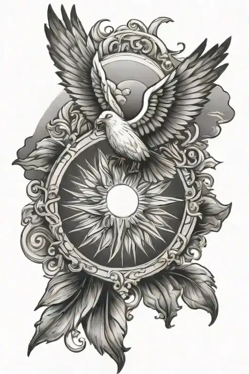 Father, Sun, Holy Spirit dove tattoo design idea