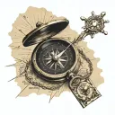 jack sparrows compass on a treasure map tattoo design idea