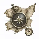 jack sparrows compass on a treasure map tattoo design idea