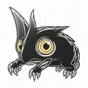 Cute animal with big eyes in hands tattoo design idea