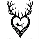 "Gone Bush Forever Free" "Gone Bush Forever Free" "Gone Bush Forever Free" "Gone Bush Forever Free" deer antlers making a heart with a fish jumping tattoo design idea