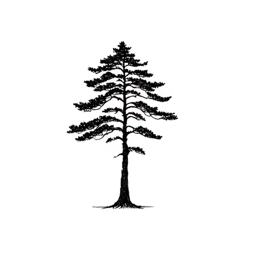 cedar and walnut tree tattoo design idea