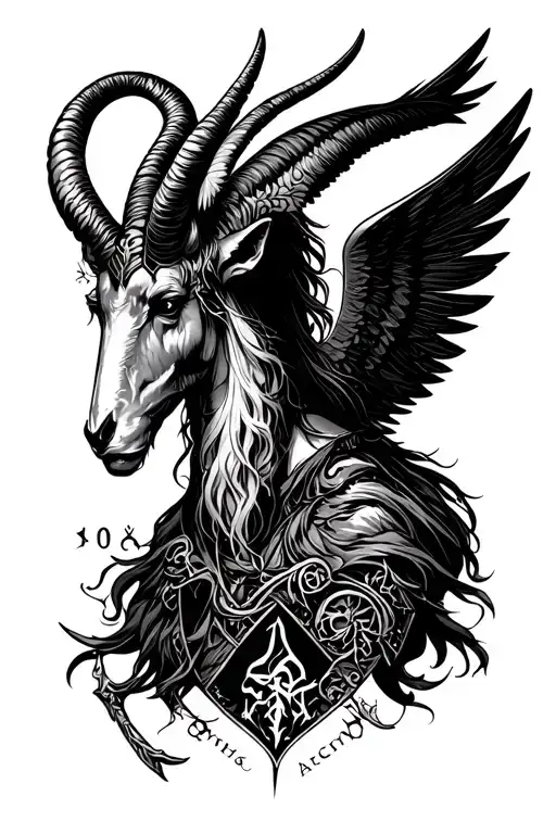 arcangel uriel with capricorn zodiac sign tattoo design idea