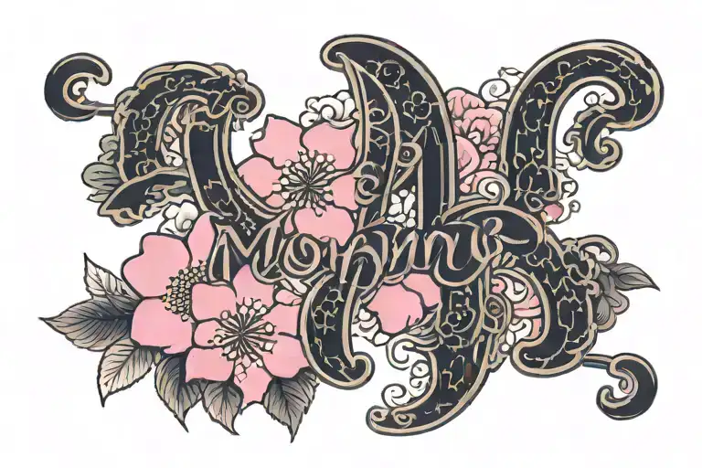 baby pink flowery design with the words "mommy's sissy princess"  tattoo design idea