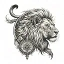 lion with compass tattoo design idea