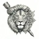 lion with compass tattoo design idea