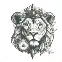 lion with compass tattoo design idea