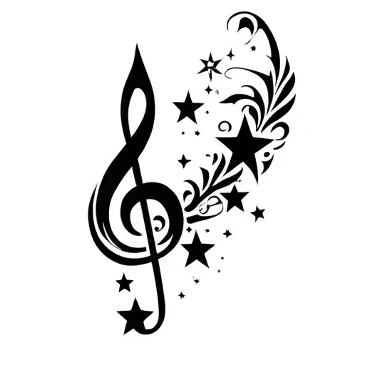 treble clef with stars tattoo design idea