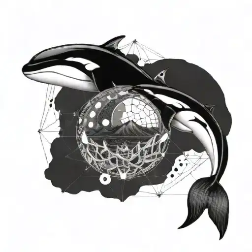 killer whale blood moon tattoo design idea
