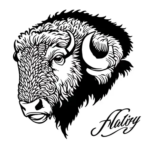 bison side profile tattoo design idea