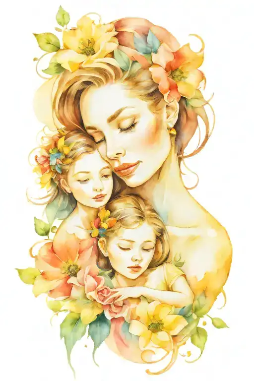 matching tattoo mother and daughter tattoo design idea