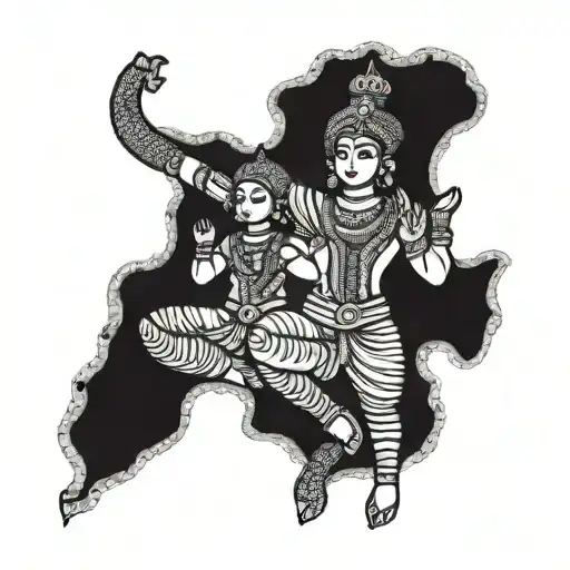 Vishnu and gopika in words tattoo design idea