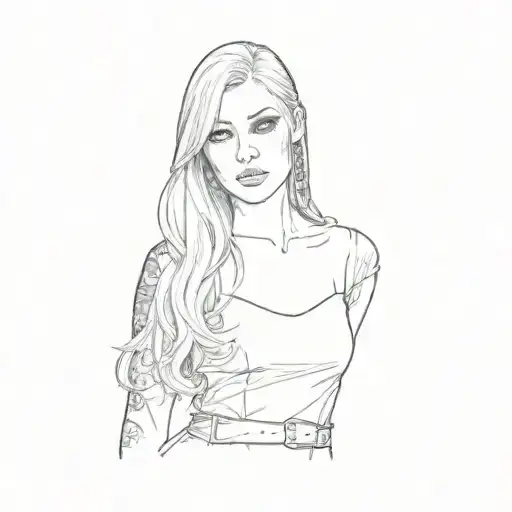 a girl in a black dress tattoo design idea