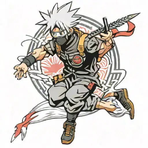 hatake kakashi with akatsuki logo tattoo design idea