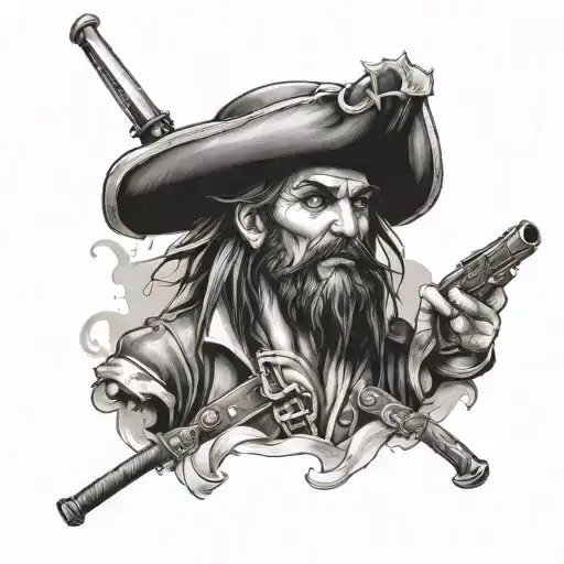 pirate with a musket in his hand tattoo design idea
