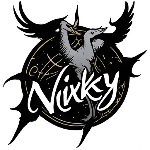 "Nikky" Taurus Sagittarius Crane tattoo design idea