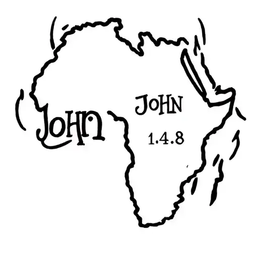 "John 14:18" African outline tattoo design idea