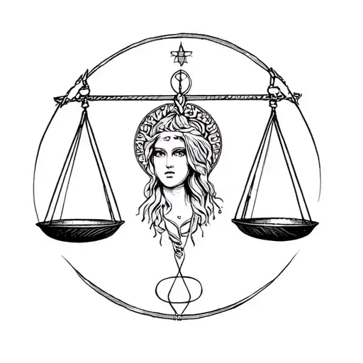 libra zodiac sign incorporated tattoo design idea