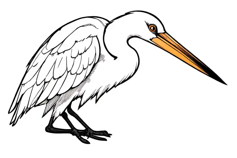 cartoon egret neo traditional style tattoo tattoo design idea