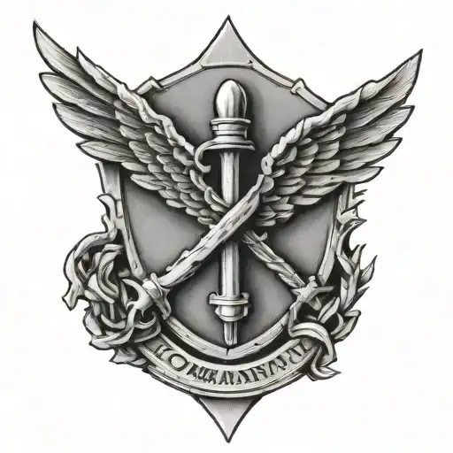 combat infantry badge entwined in a us flag  tattoo design idea
