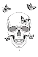 Broken skull of butterflies tattoo design idea