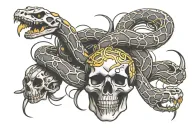 snake skeleton strike tattoo design idea
