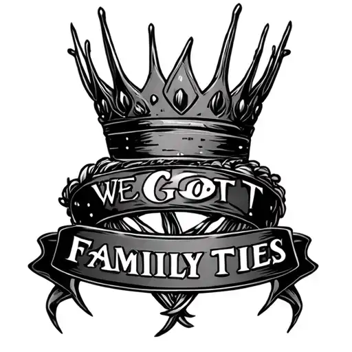 kendrick lamar's thorn crown with lyrics saying we got family ties tattoo design idea