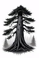 giant sequoia tree silhouette tattoo design idea