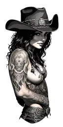 western cowgirl tattoo arm sleeve tattoo design idea