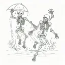 skeleton dancing in the rain tattoo design idea