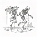 skeleton dancing in the rain tattoo design idea