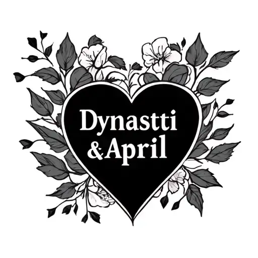 "Dynasti & April" name tattoo design hearts tattoo design idea