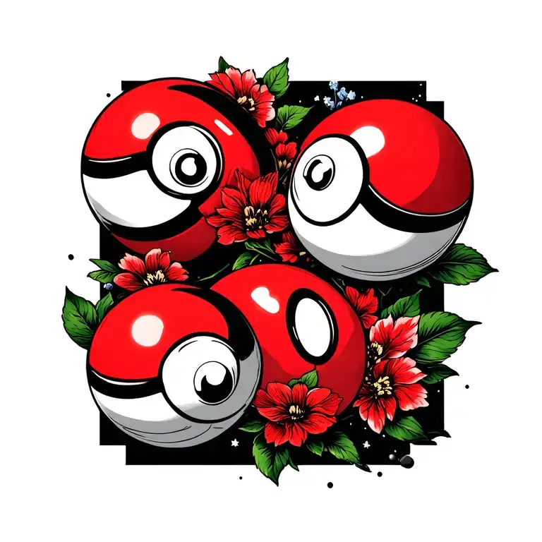 four poke balls arranged tattoo design idea