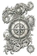 Poseidon, compass, nautical star tattoo design idea