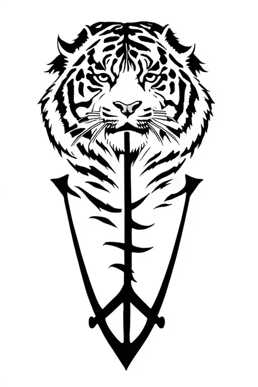 Tiger and navy anchor tattoo design idea