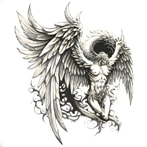 fallen angel demon wings tattoo design idea
