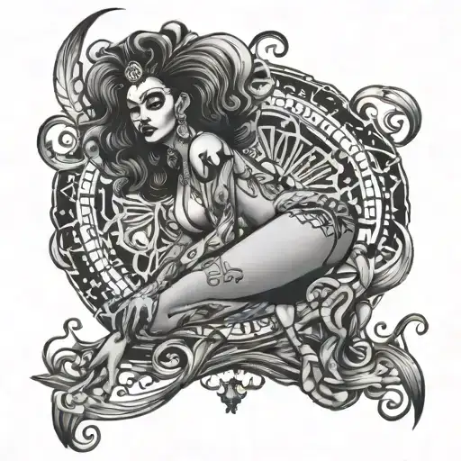 sexy voodoo lady full body tattoo design idea