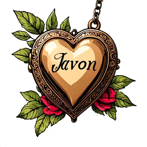 "Javon" heart shaped locket tattoo design idea