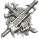medieval weapons incorporated tattoo design idea