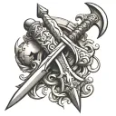 medieval weapons incorporated tattoo design idea