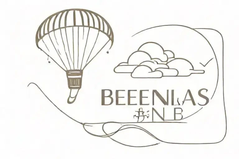 the word 'Buenas' with a small drawing of a parasailing  tattoo design idea