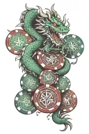 Poker chips, dragon, bankroll tattoo design idea