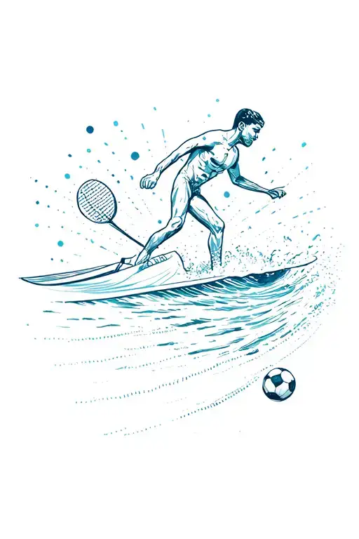 ocean, surfing, dentist, guitar, music, photographer, travel, pickleball, soccer, freedive, philippines, fine lines dots tattoo design idea