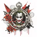 joker heath ledger card in the pocket watch tattoo design idea